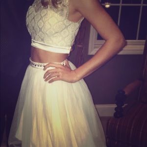 Beautiful white and gold two piece dress